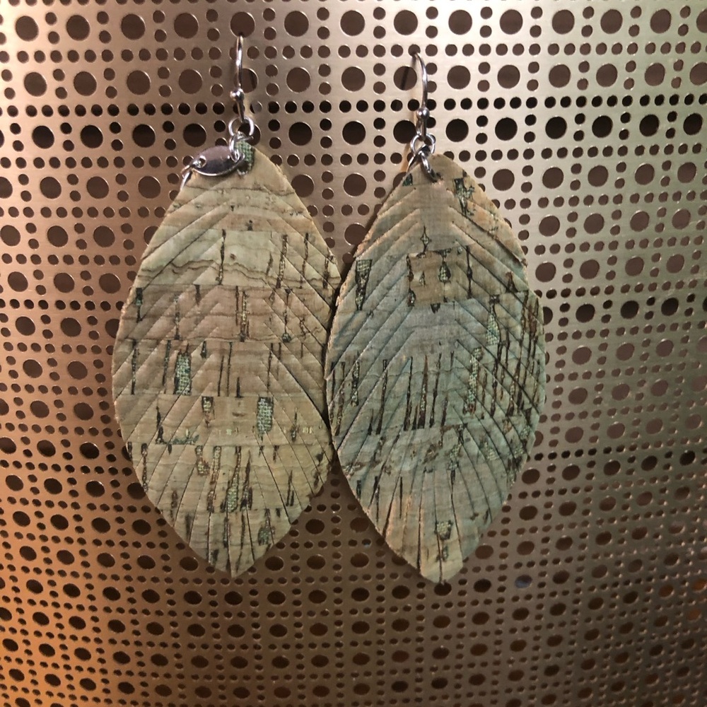 Leaf-Shaped Textured Earrings